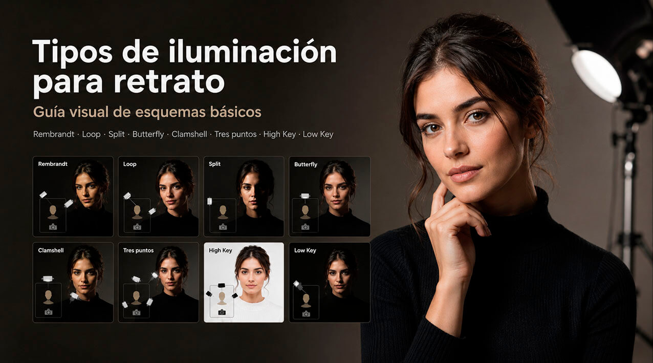 Tipos de iluminación para retrato esquemas básicos, cuándo usarlos y qué material necesitas