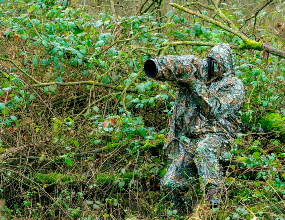 Traje de camuflaje 3D para fotografía de fauna