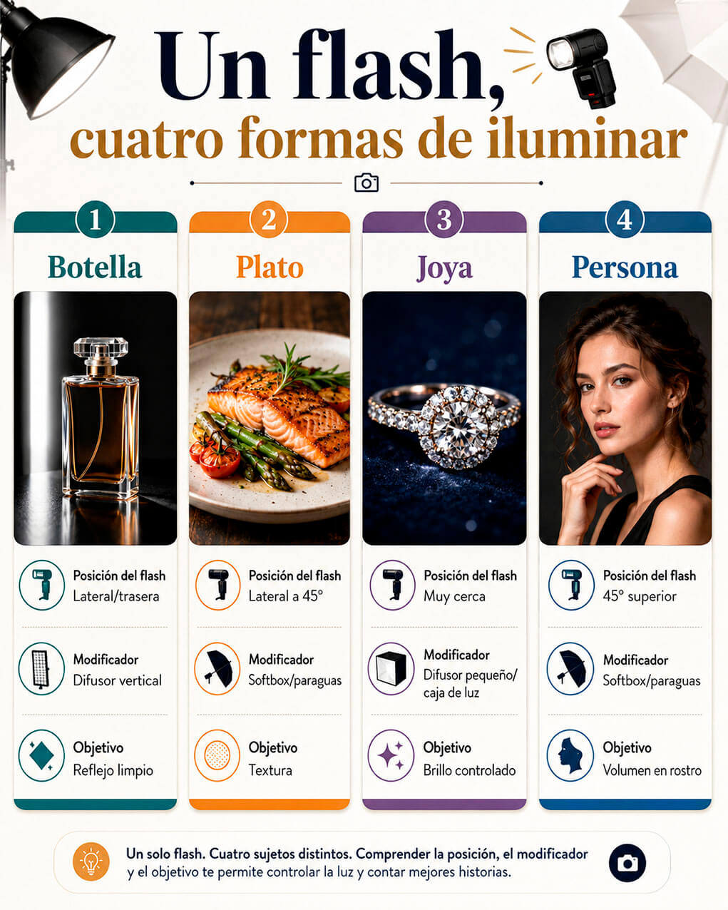 Un flash, cuatro formas de iluminar
