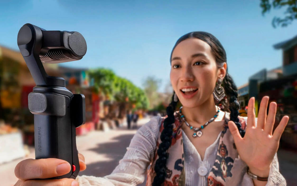 Cámara gimbal compacta para viajes vlogging y creación de contenido