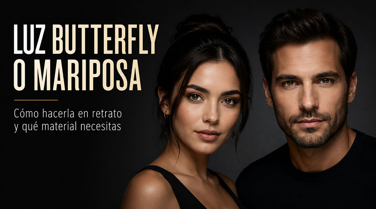 Portada de luz butterfly o mariposa con retrato de hombre y mujer