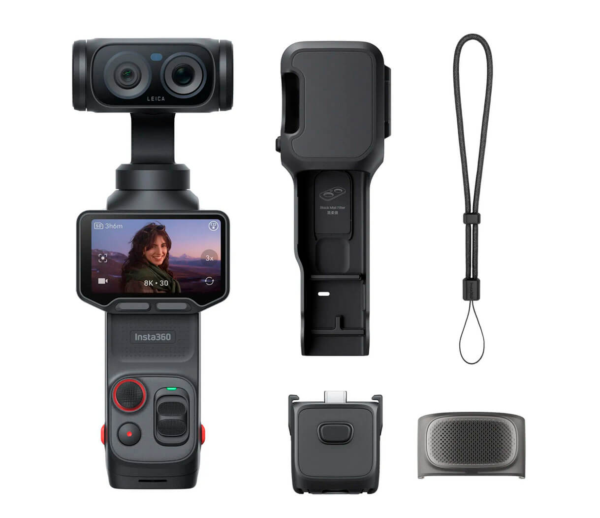Insta360 Luna Ultra Standard Bundle con funda protector de viento asa 1/4 y correa