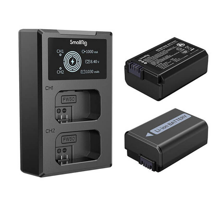 SmallRig 3818 kit 2 baterías NP-FW50 y cargador
