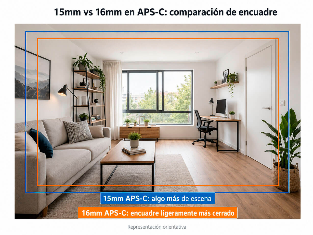 Diferencia de encuadre entre 15mm y 16mm en APS-C