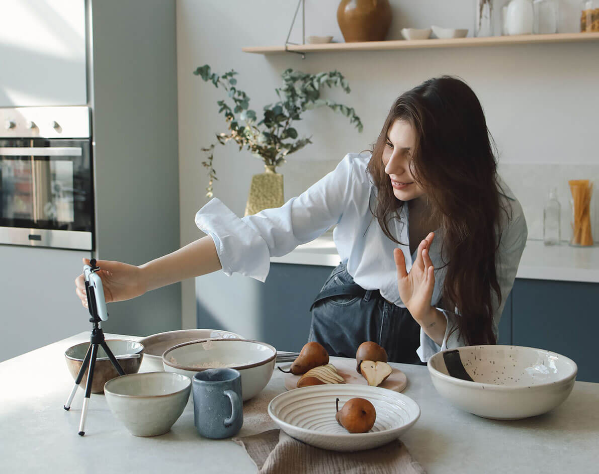 Luz lateral para grabar recetas cocina y manualidades con móvil