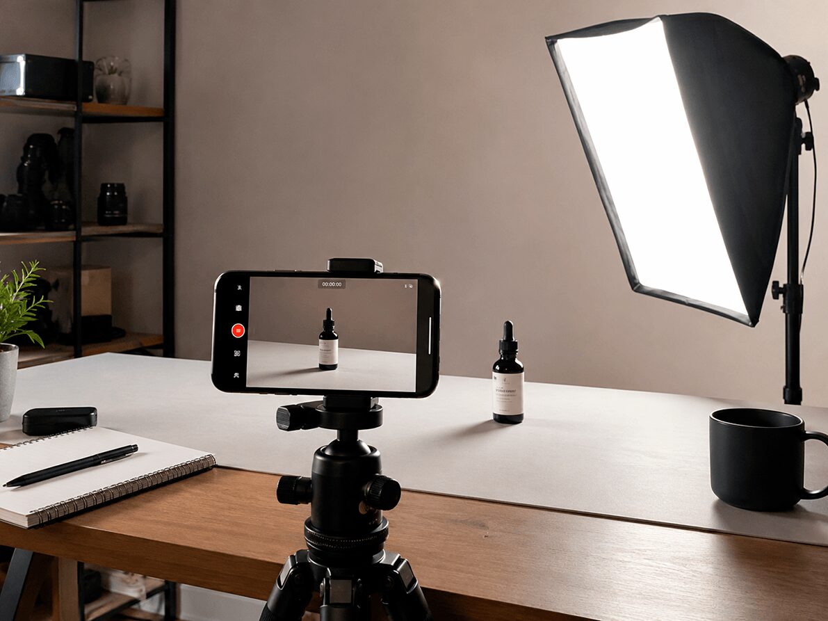 Iluminación lateral para vídeos de producto con móvil