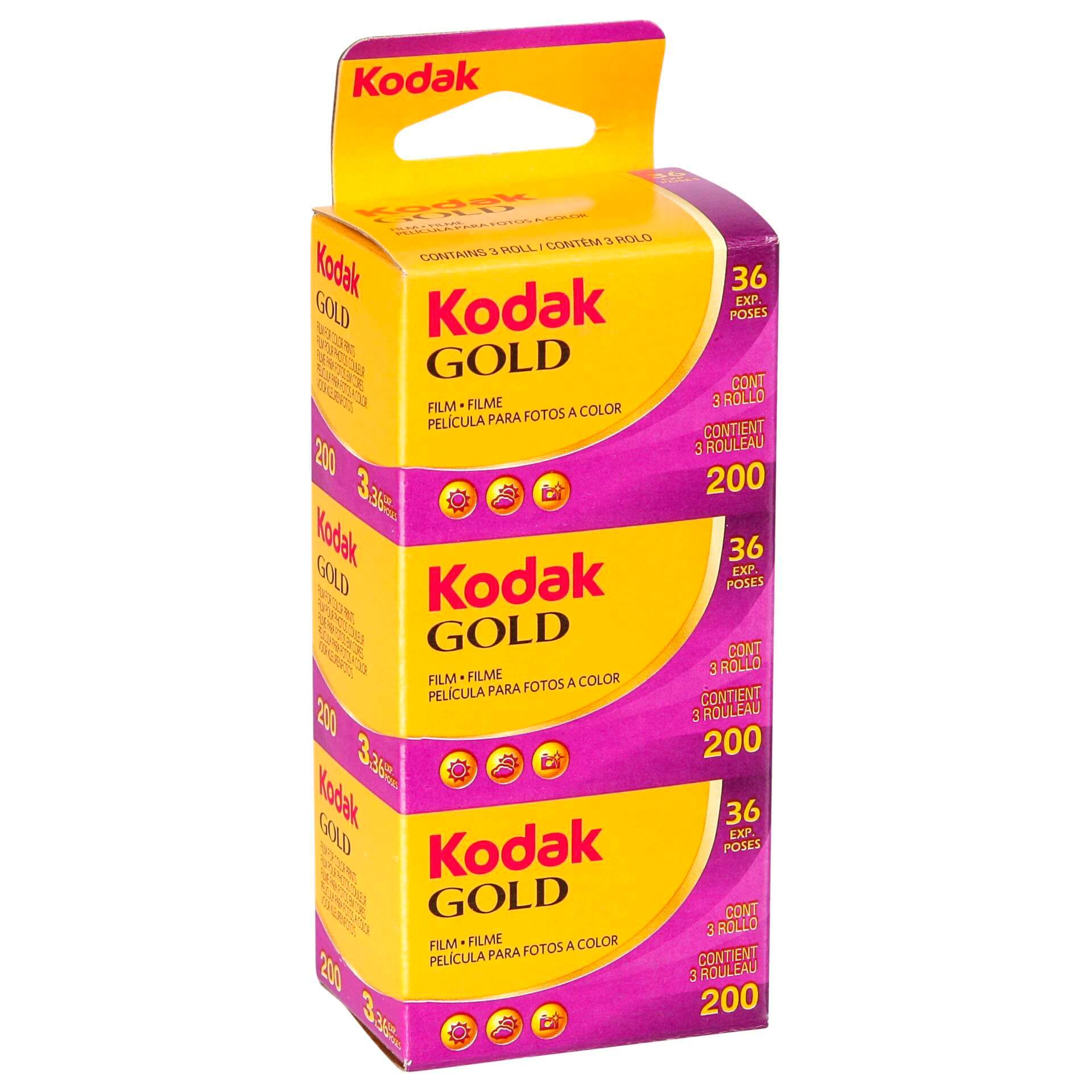 Pack 3 Kodak Gold 200 135/36 película color 35mm