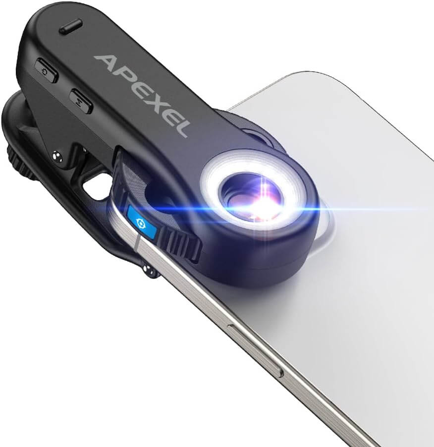 Apexel TriScope MS3L microscopio para smartphone 40X 80X 120X Apexel TriScope MS3L microscopio para smartphone 40X 80X 120X