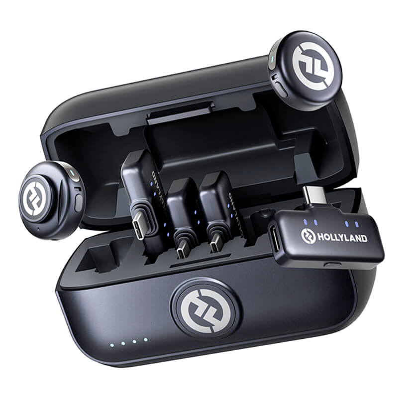 Hollyland LARK M3 Combo 2TX&4RX micrófono inalámbrico con 4 receptores USB-C