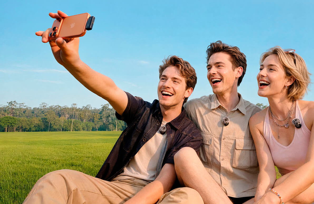 Hollyland LARK M3 conectado a smartphone para grabación de vídeo y creación de contenido