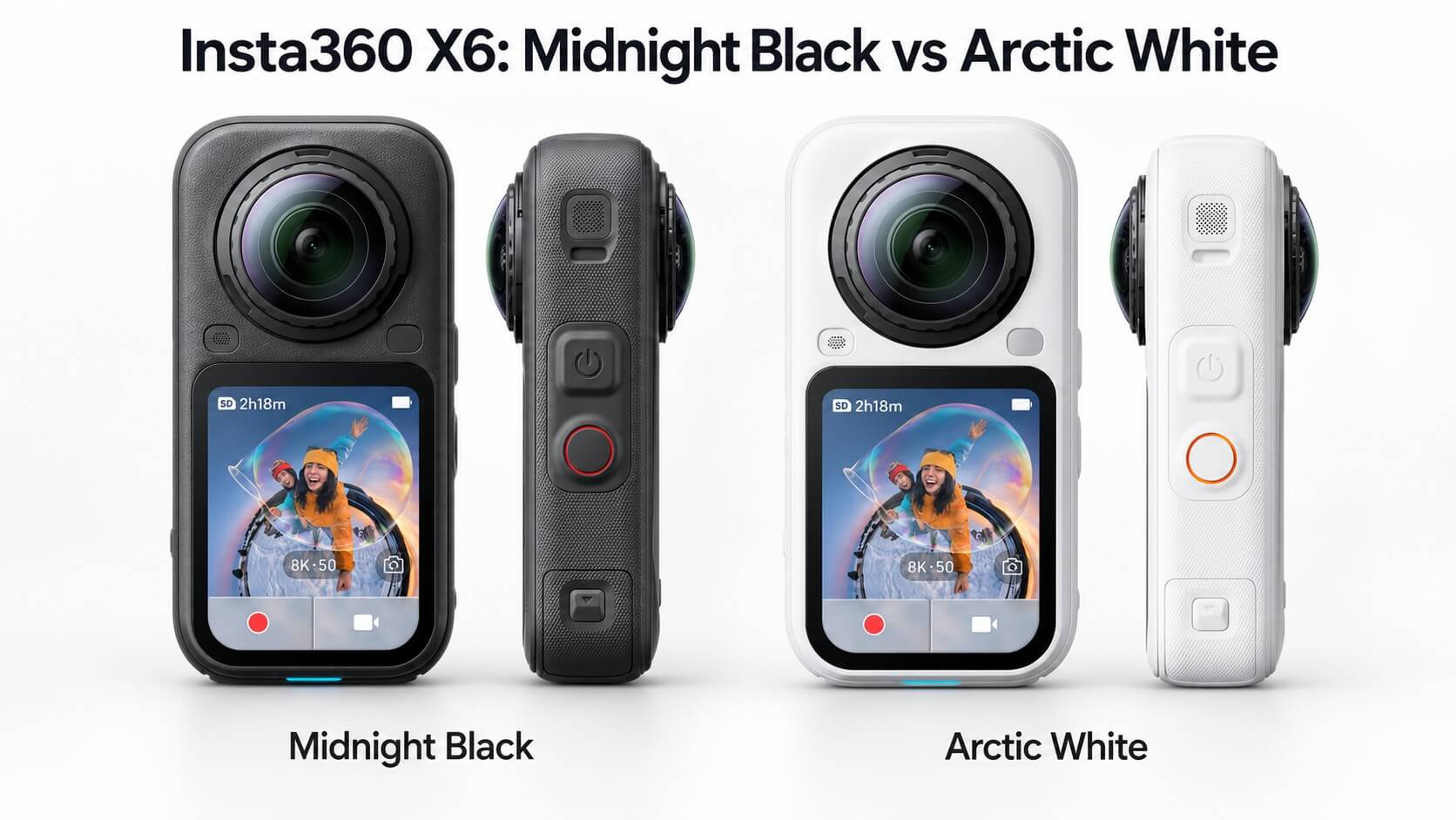 Insta360 X6 Midnight Black y Arctic White comparadas