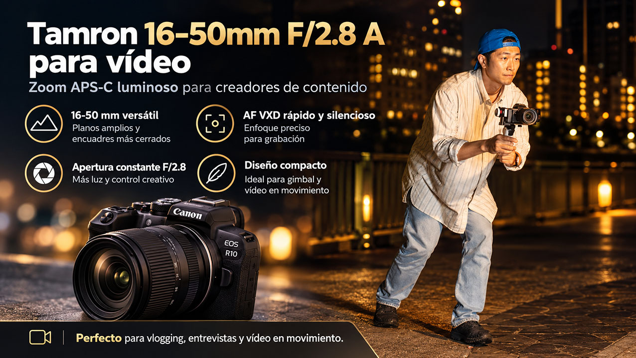 Tamron 16-50mm F2.8 A para grabación de vídeo, entrevistas y uso con estabilizador