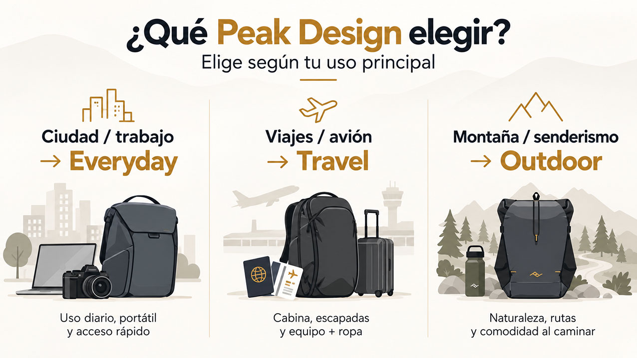 Qué mochila Peak Design elegir según el uso
