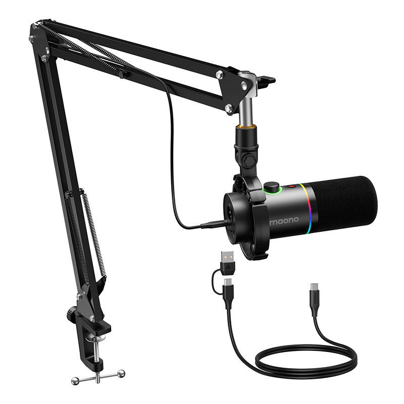 Maono PD200XS Micrófono dinámico USB-C/XLR con RGB y brazo articulado negro Maono PD200XS Micrófono dinámico USB-C/XLR con RGB y brazo articulado negro