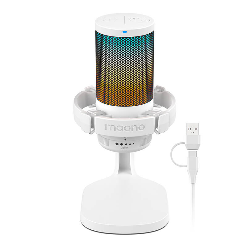 Maono DGM20 Micrófono USB gaming con iluminación RGB blanco