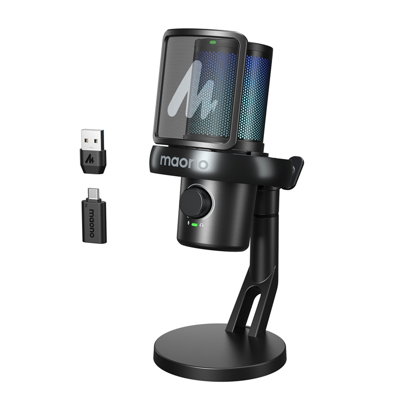 Maono DM40 Pro micrófono de condensador inalámbrico USB-C con IA y RGB negro Maono DM40 Pro micrófono de condensador inalámbrico USB-C con IA y RGB negro
