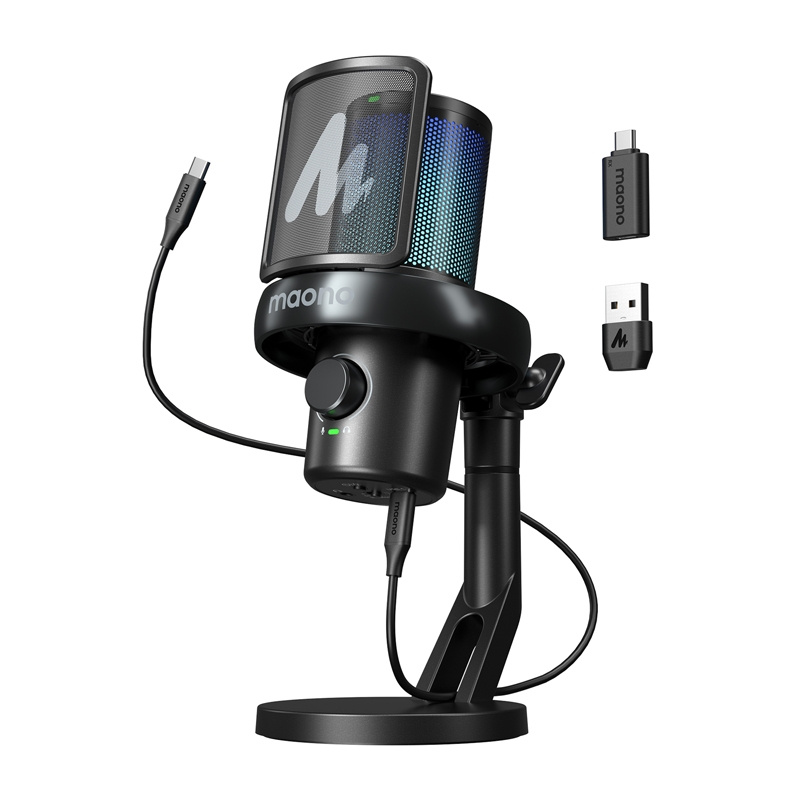 Maono DM40 Pro micrófono de condensador inalámbrico USB-C con IA y RGB negro Maono DM40 Pro micrófono de condensador inalámbrico USB-C con IA y RGB negro