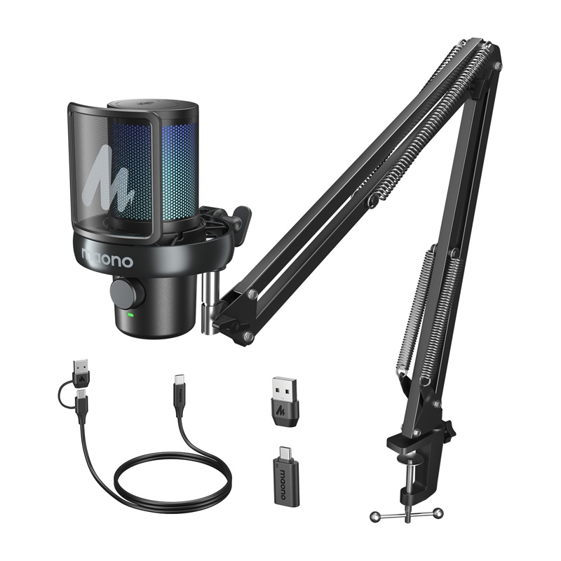 Maono DM40 S Pro micrófono de condensador inalámbrico USB con IA y RGB negro Maono DM40 S Pro micrófono de condensador inalámbrico USB con IA y RGB negro