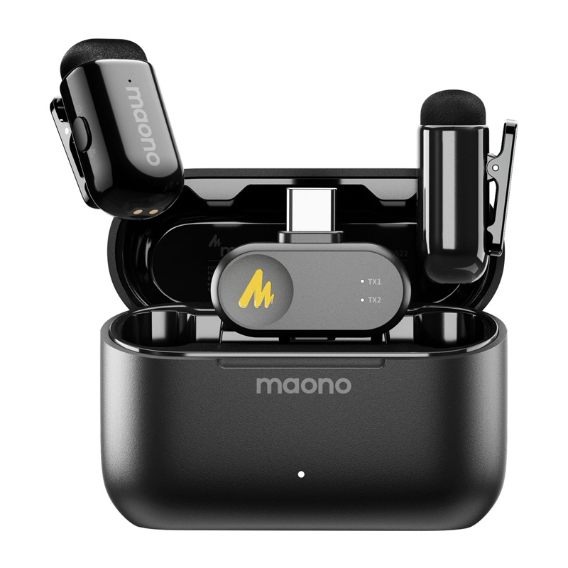 Maono WM622 PC2 Kit de 2 micrófonos inalámbricos de solapa USB-C para móvil