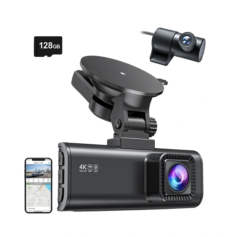REDTIGER F7NP Dashcam 4K con cámara trasera 1080p, Wi-Fi 6, GPS y tarjeta 128 GB