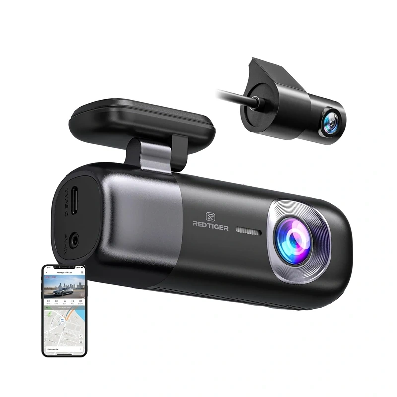 REDTIGER F9 Dashcam 4K con cámara trasera 1080p, Wi-Fi y GPS