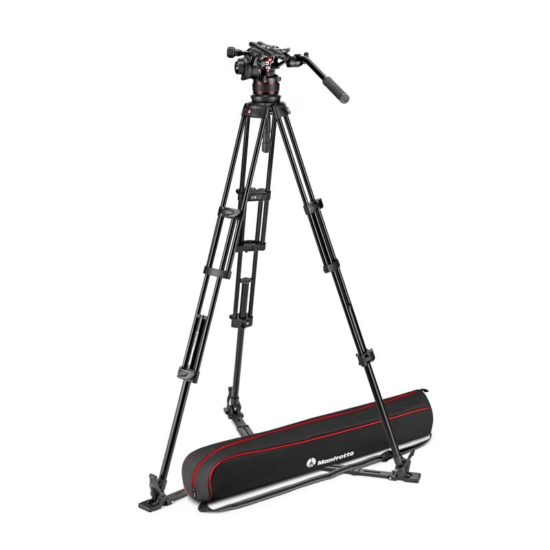 Manfrotto MVK612TWINGA – Kit vídeo Twin de aluminio con rótula Nitrotech 612 y estabilizador a ras de suelo