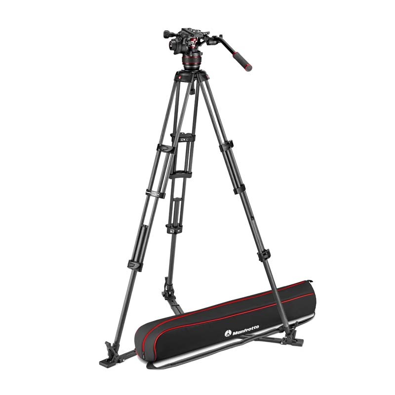 Manfrotto MVK608TWINGC – Kit vídeo Twin de carbono con rótula Nitrotech 608 y estabilizador a ras de suelo