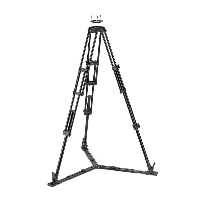 Manfrotto MVTTWINGA – Trípode de vídeo TWIN de aluminio con estabilizador a ras de suelo