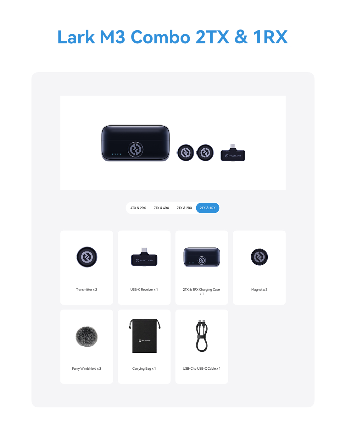 Hollyland LARK M3 Combo 2TX&1RX – Micrófono inalámbrico USB-C para 2 personas Hollyland LARK M3 Combo 2TX&1RX – Micrófono inalámbrico USB-C para 2 personas